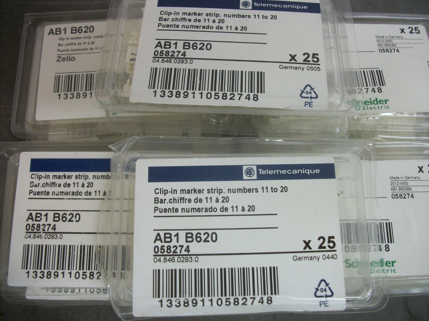 TELEMECANIQUE LOT OF 14 CLIP-IN MARKER STRIPS NUMBERS 11-20 AB1B620 NEW