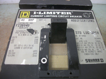SQUARE D I-LIMITER I-LINE FI CIRCUIT BREAKER FI36040 40AMP 600VOLT 3POLE CRACKED