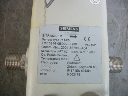 SIEMENS SITRANS FM 711/F5 FLOW METER SENSOR 7ME5614-0ED02-0BB0