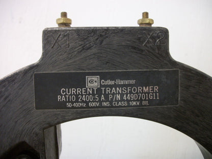 CUTLER-HAMMER 2400:5 RATIO CURRENT TRANSFORMER 449D701G11 600VOLT 10KV NIB