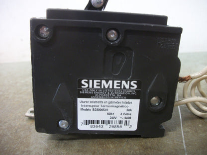 SIEMENS BL CIRCUIT BREAKER B35000S01 50AMP 240VOLT 3POLE W/SHUNT