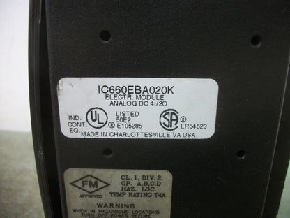 GE FANUC ANALOG DC 4I/2O PLC I/O MODULE IC660EBA020K