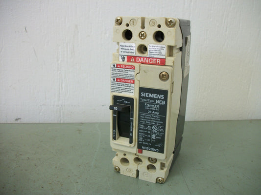 SIEMENS NEB CIRCUIT BREAKER NEB2B020 20AMP 600VOLT 2POLE