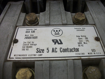 WESTINGHOUSE GCA 530 SIZE 5 CONTACTOR 2045A40G01 300AMP