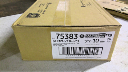 GE 75383 BOX OF 10 ULTRA START T8 ELECTRONIC BALLASTS GE232MVPSH-V03 120/277 NIB
