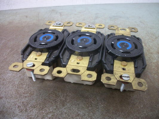 HUBBELL LOT OF 3 TWIST-LOCK RECEPTACLES HBL2750 30AMP 120/208VOLT 3PH 4P 4W