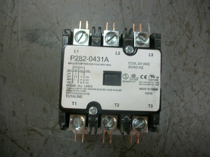 TOTALINE DEFINITE PURPOSE CONTACTOR P282-0431A 24VCOIL 3PH 600V 25HP NOB