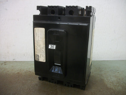 FEDERAL PACIFIC NEF CIRCUIT BREAKER NEF431020 20AMP 480VOLT 3POLE
