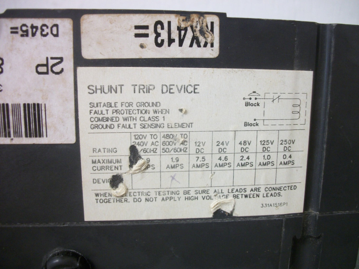 GE TED CIRCUIT BREAKER TED124080 80AMP 480VOLT 2POLE BLACK W/SHUNT