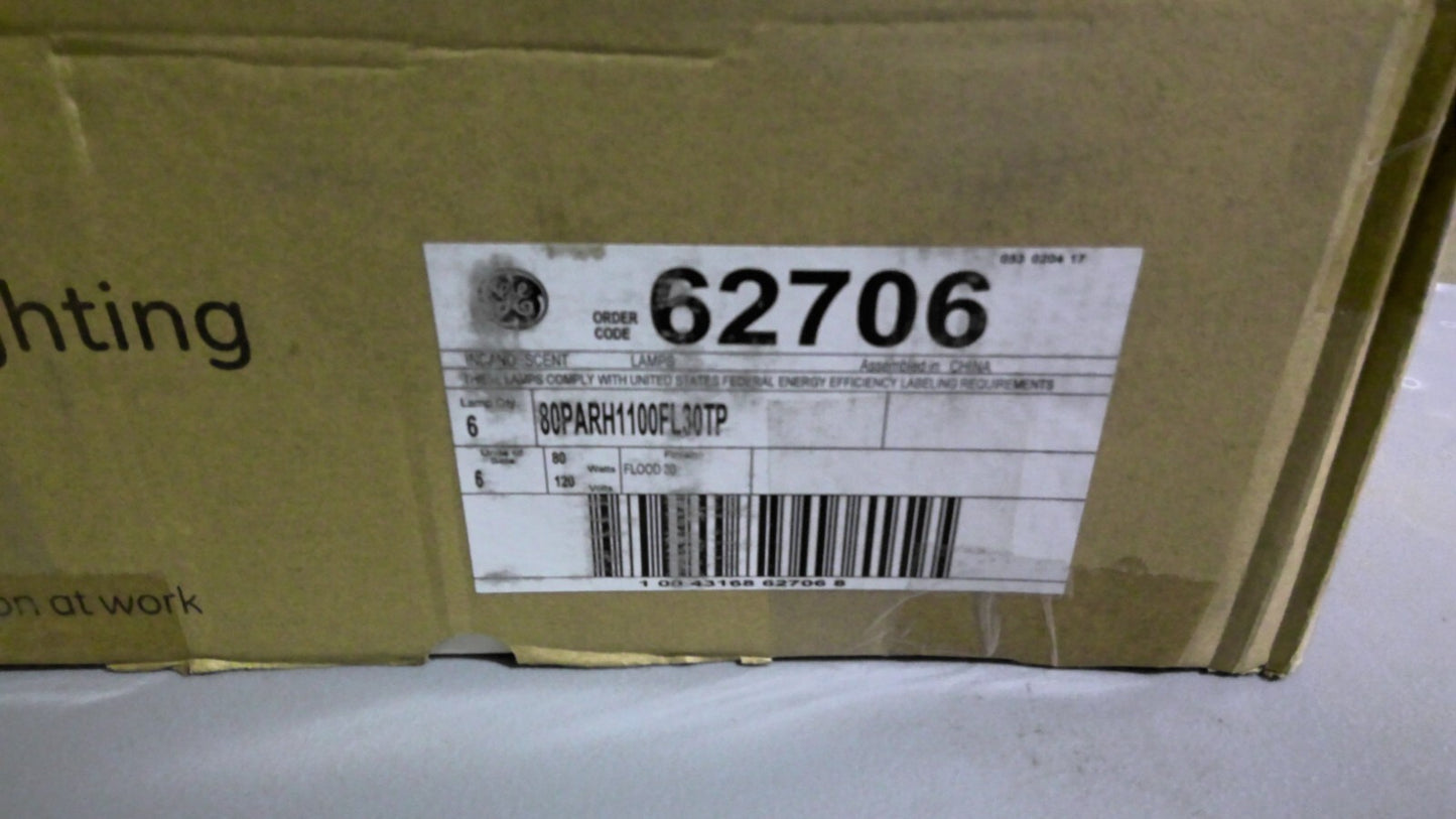 GE 62706 BOX OF 6 INCANDESCENT FLOODLIGHTS 80PARH1100FL30TP 80W 120V NIB