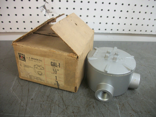 RED DOT 1/2" HAZARDOUS LOCATION 90 DEGREE RIGHT ANGLE OUTLET BOX GAL-1 NIB