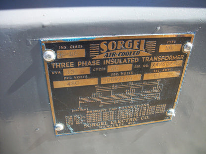 SQUARE D SORGEL 30KVA 3PH TRANSFORMER X42602-2 HV 480 LV 208Y/120 REFURB