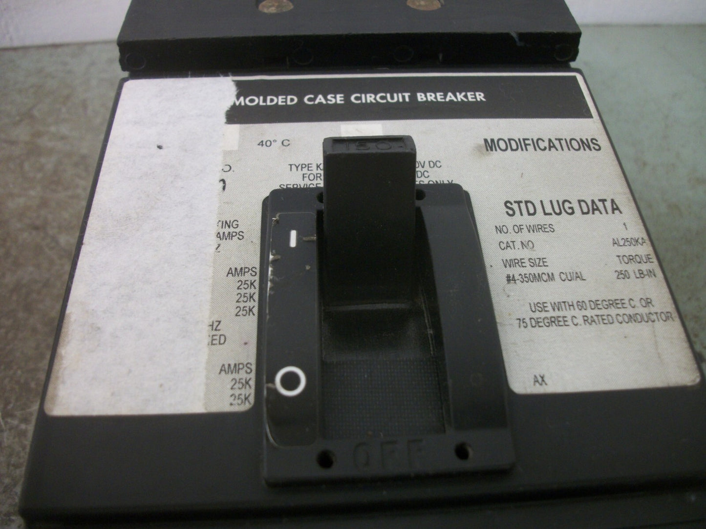 SQUARE D I-LINE KA CIRCUIT BREAKER KA36150 150AMP 600VOLT 3POLE TORE LABEL