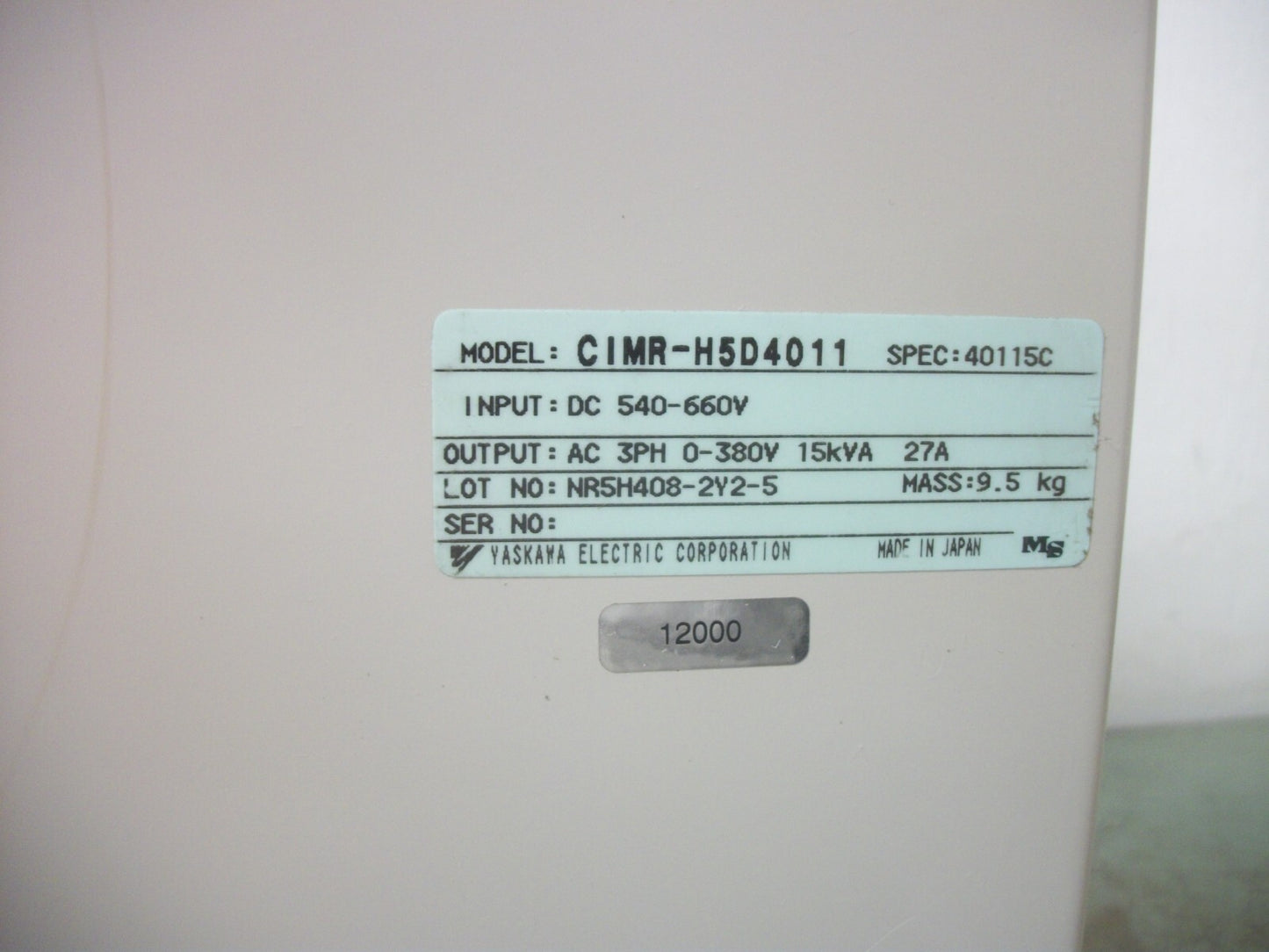 YASKAWA VARISPEED 676H5 11KW INVERTER DRIVE CIMR-H5D4011 380VOLT 3PH 15KVA