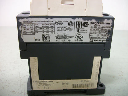 TELEMECANIQUE CONTACTOR LC1D09BD 25AMP 24VCOIL 3PH 600V 7.5HP