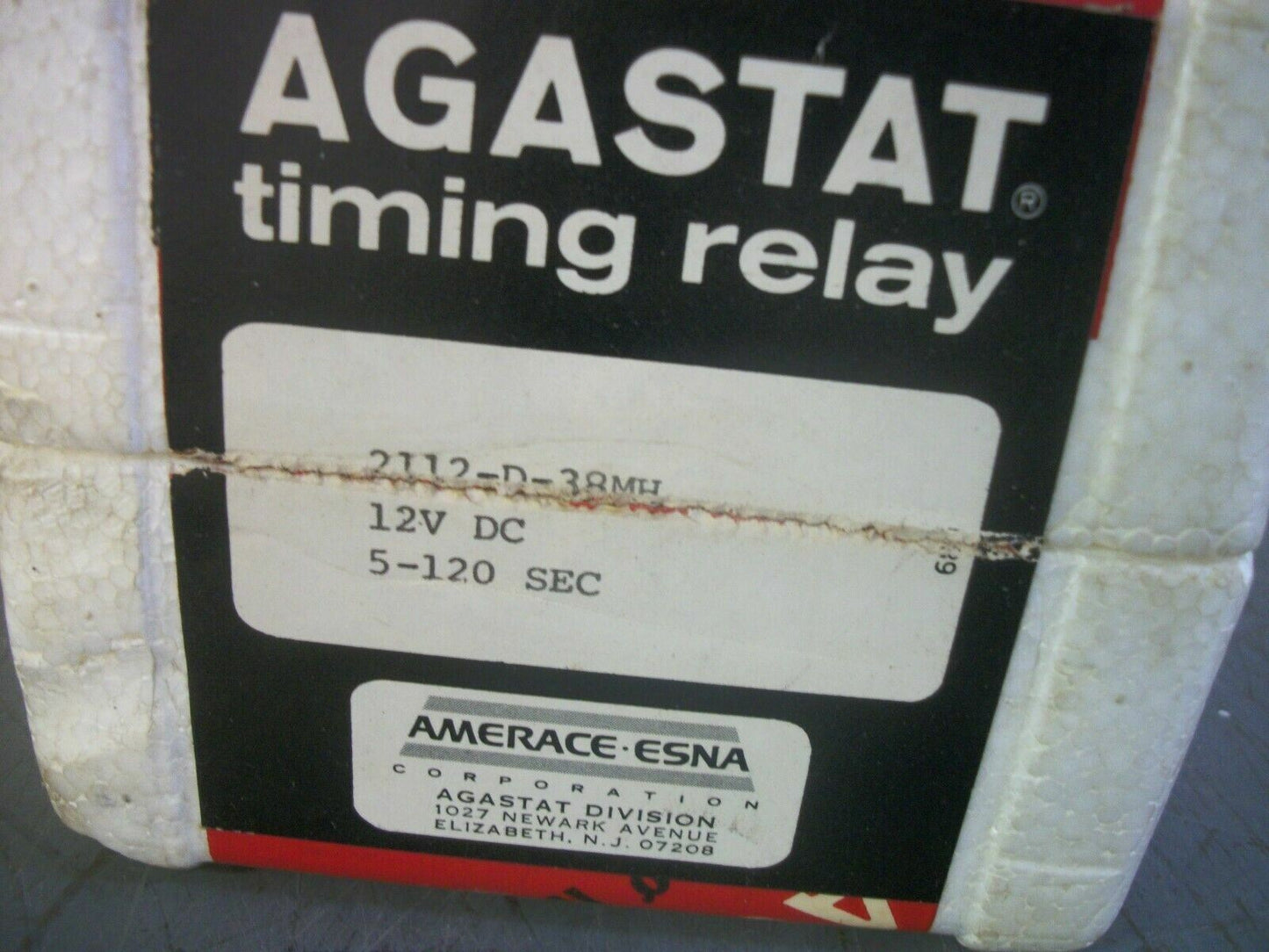 AGASTAT TIMING RELAY 2112-D-38MH 12VDC 5-120SEC NIB