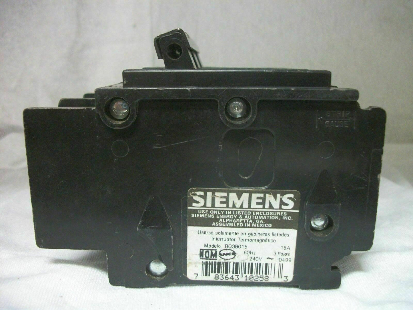 SIEMENS BQ CIRCUIT BREAKER BQ3B015 15AMP 240VOLT 3POLE *NOB*