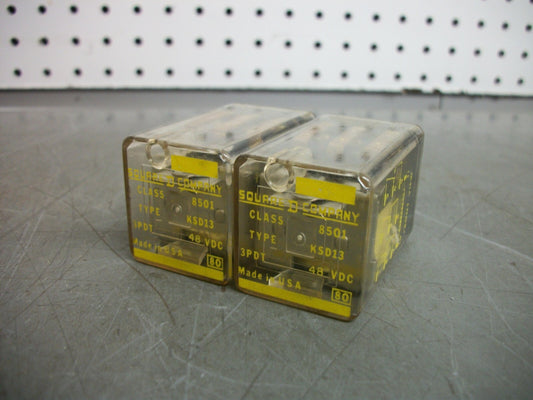 SQUARE D LOT OF 2 3PDT RELAYS 8501KSD13 48VDC
