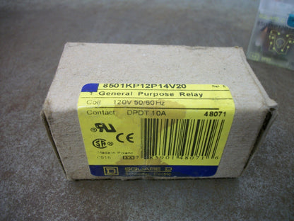 SQUARE D DPDT RELAY 8501KP12P14V20 120VCOIL 10AMP NIB