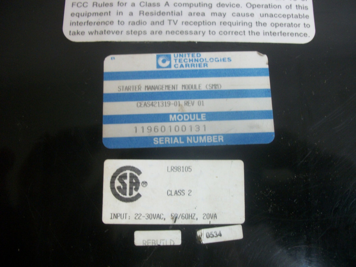 UNITED TECHNOLOGIES CARRIER STARTER MANAGEMENT MODULE CEAS421319-01