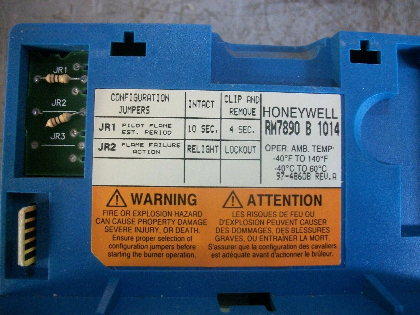 HONEYWELL BURNER CONTROL UNIT RM7890 B 1014 W/REMOTE RESET & FLAME AMPLIFIER