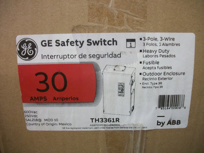 GE DISCONNECT TYPE 3R TH3361R 30AMP 600VOLT 3POLE FUSIBLE NIB