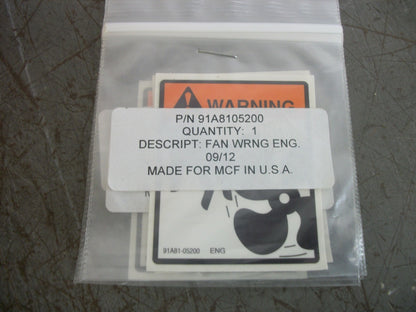 CAT LOT OF 3 FAN WARNING DECALS 91A8105200 NEW
