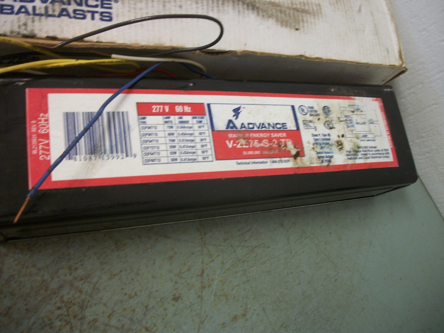 ADVANCE MARK III ENERGY SAVER SLIMLINE BALLAST V2E75STP 277VOLT NIB