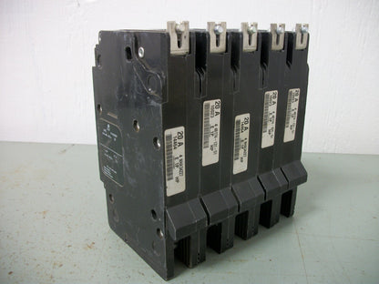 SQUARE D LOT OF 5 EGB CIRCUIT BREAKERS EGB14020 20AMP 277VOLT 1POLE