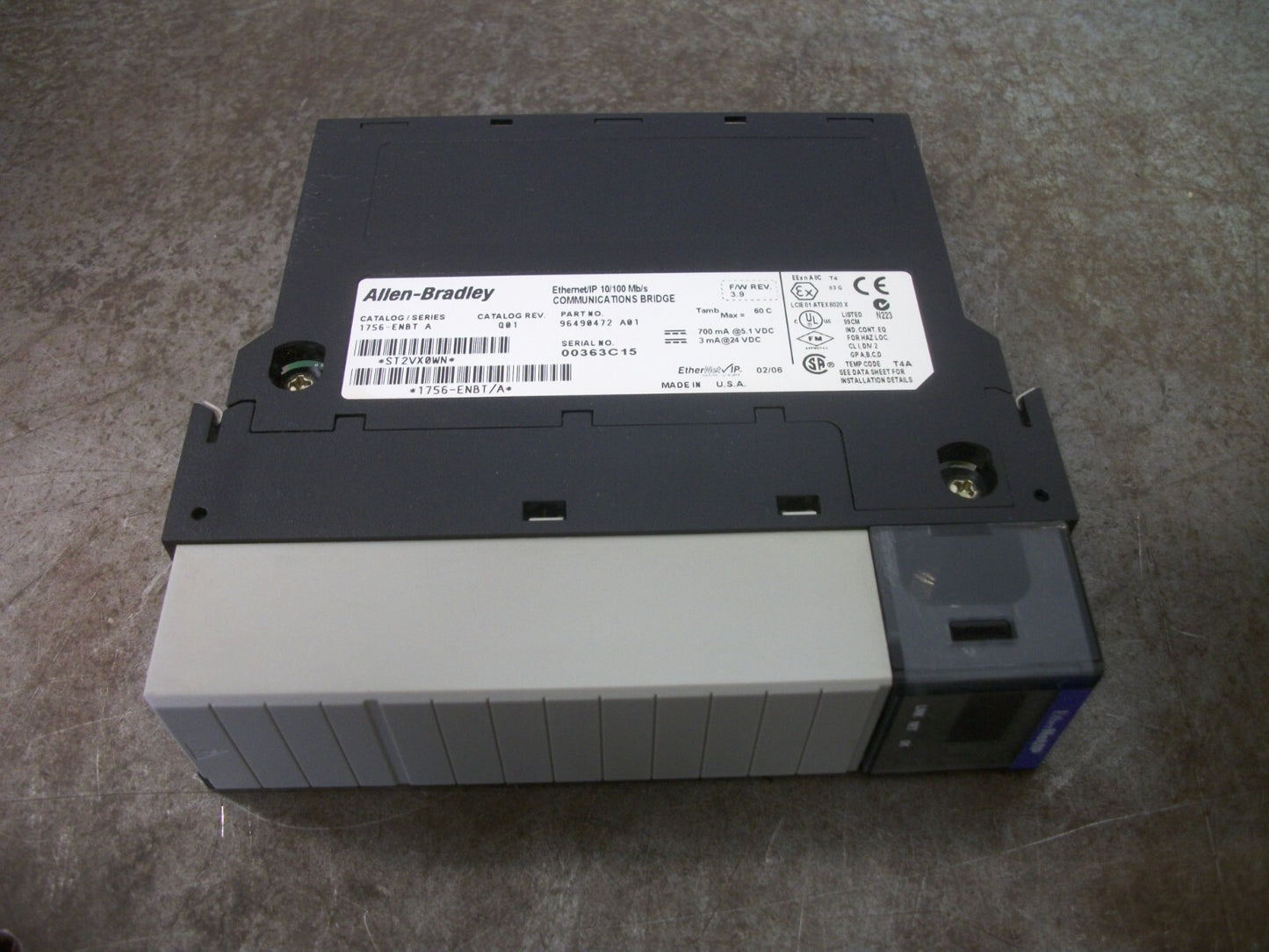 ALLEN-BRADLEY ETHERNET/IP 10/100MB/S COMMUNICATIONS BRIDGE MODULE 1756-ENBT