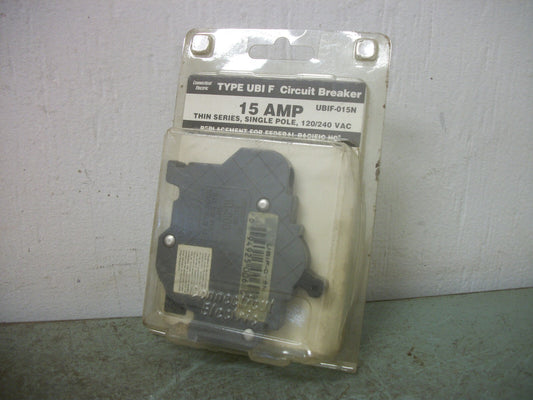 CONNECTICUT ELECTRIC UBI F CIRCUIT BREAKER UBIF-015N 15AMP 240VOLT 1POLE NEW