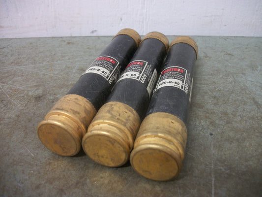 BUSSMANN LOT OF 3 FUSETRON FUSES FRS-R-60 60AMP 600VOLT