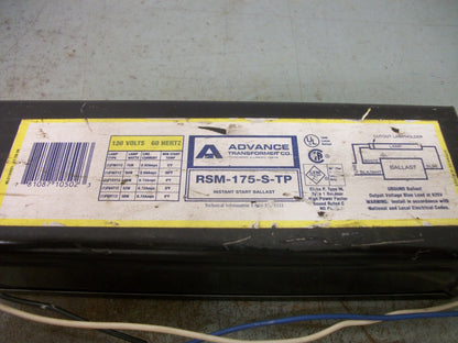 ADVANCE INSTANT START BALLAST RSM-175-S-TP 120VOLT