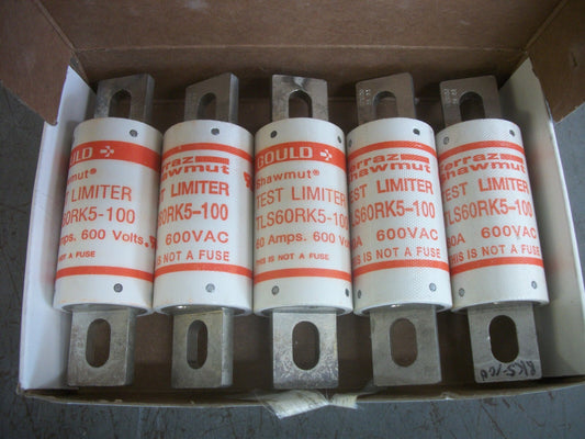 FERRAZ GOULD SHAWMUT BOX OF 5 TEST LIMITER FUSES TLS60RK5-100 100AMP 600VOLT NIB