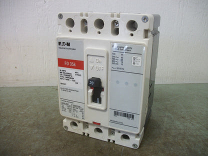 CUTLER-HAMMER FD CIRCUIT BREAKER FD3020BP10 20AMP 600VOLT 3POLE RED NOB