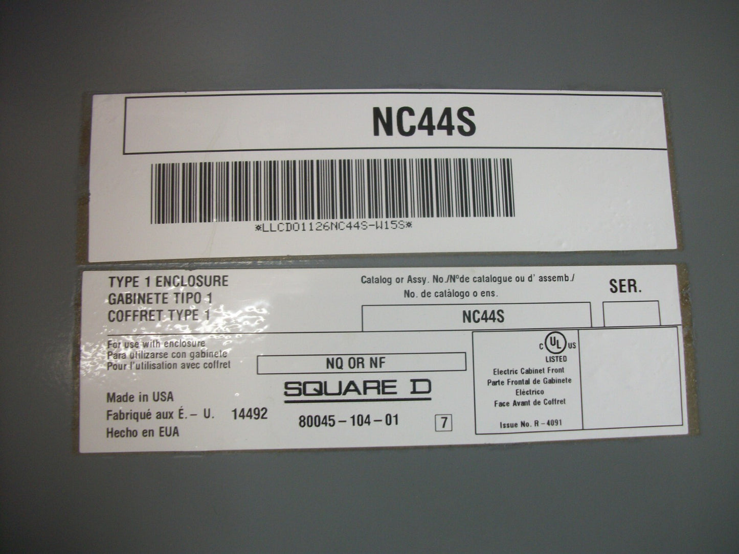SQUARE D NQ NF LOAD CENTER PANELBOARD SURFACE FRONT NC44S NIB