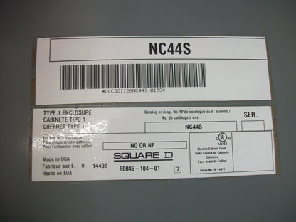 SQUARE D NQ NF LOAD CENTER PANELBOARD SURFACE FRONT NC44S NIB