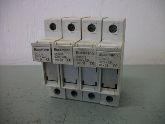 BUSSMANN LOT OF 4 10X38 FUSEHOLDERS CH101E 32AMP 600VOLT 1POLE