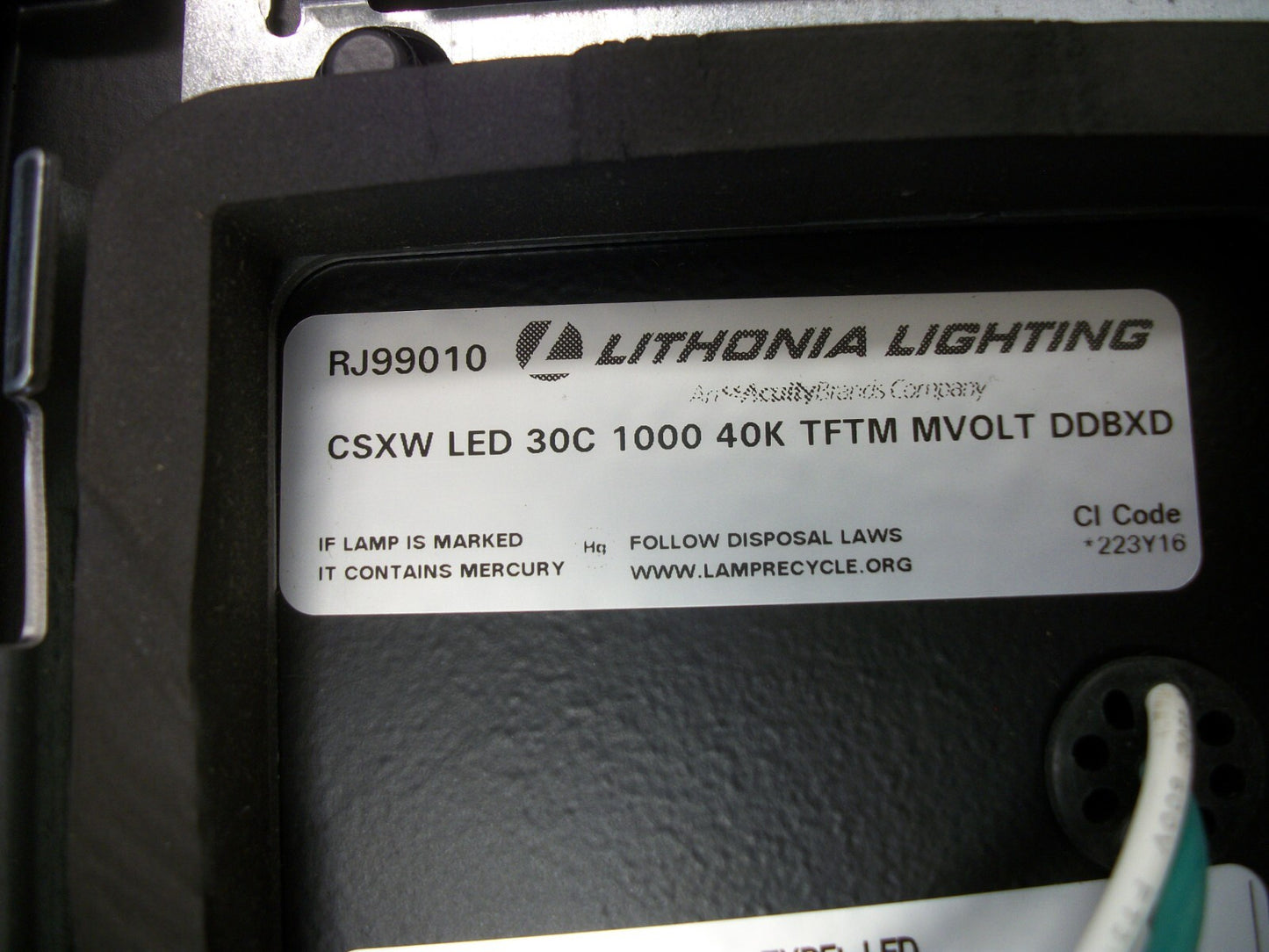 LITHONIA LIGHTING LUMINAIRE CSXW LED 30C 1000 40K TFTM MVOLT DDBXD NOB