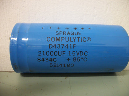 SPRAGUE D43741P 21,000uF CAPACITOR 8434C 15VDC