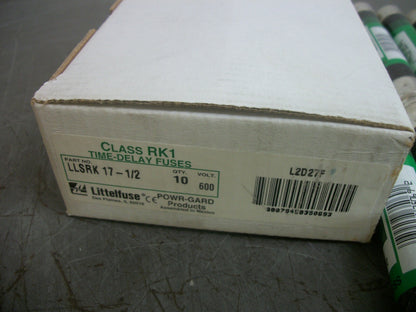 LITTELFUSE BOX OF 10 POWR-GARD FUSES LLSRK17-1/2 17-1/2AMP 600VOLT NIB