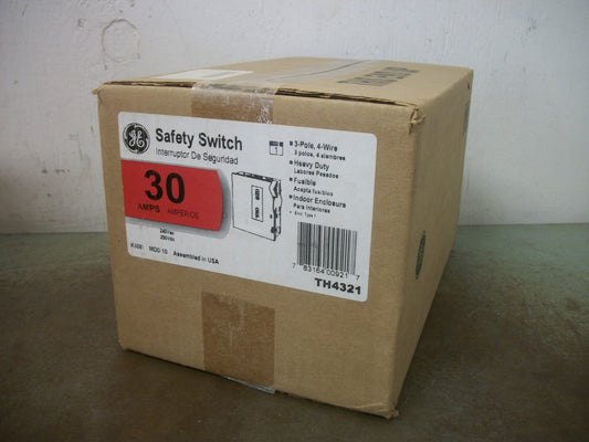 GE DISCONNECT TYPE 1 TH4321 30AMP 240VOLT 3POLE FUSIBLE NIB