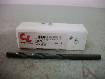 CHICAGO-LATROBE LOT OF 12 #8 3-5/8" OAL HIGH SPEED STEEL JOBBER DRILL 45678 NEW