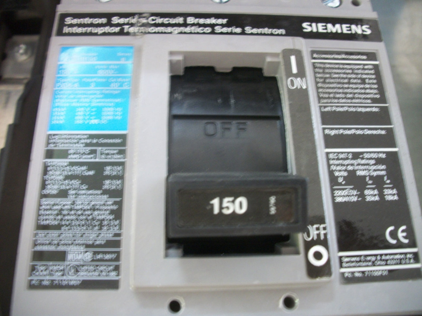 SIEMENS P1 LOAD CENTER PANELBOARD BQD 250AMP 480Y/277VOLT 3PH 4W W/150A MAIN