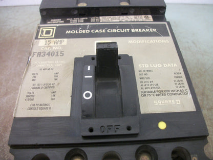 SQUARE D I-LINE FA CIRCUIT BREAKER FA34015 15AMP 480VOLT 3POLE GRAY CHIPPED