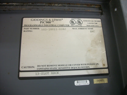 GIDDINGS & LEWIS 13-SLOT PLC CHASSIS RACK 503-18011-03R2