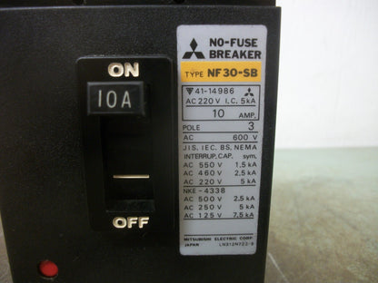 MITSUBISHI NO-FUSE CIRCUIT BREAKER NF30-SB-3P 10AMP 600VOLT 3POLE