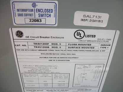 GE SPECTRA ENCL MOLDED CASE SWITCH SKDA36AN0800 800AMP 600VOLT 3POLE NEW