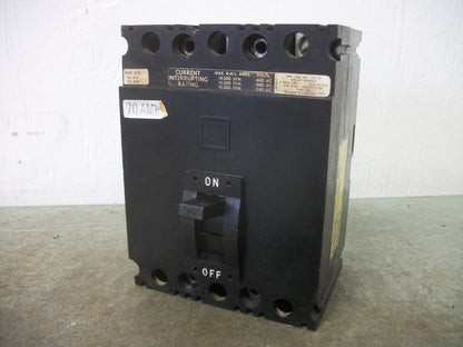 SQUARE D FAL CIRCUIT BREAKER FAL36070 70AMP 600VOLT 3POLE BLACK