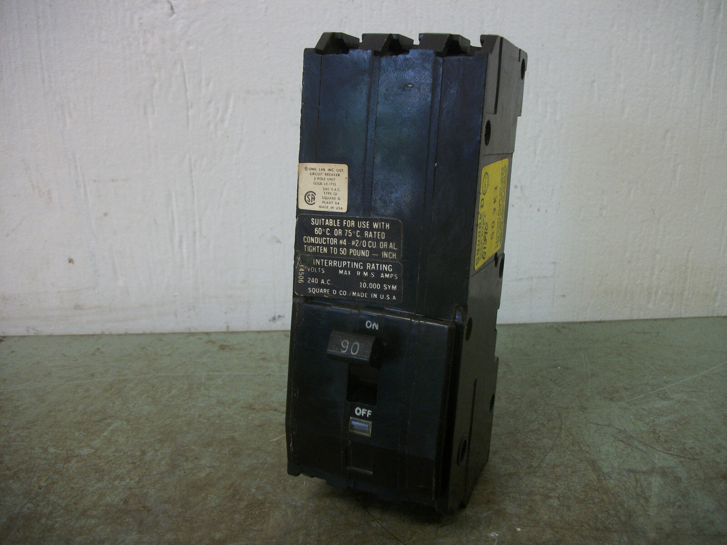 SQUARE D Q1 CIRCUIT BREAKER Q1390 90AMP 240VOLT 3POLE